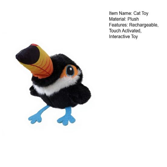Flapping Bird Cat Toy Interactive Catnip Chirping Bird Toy Rechargeable Touch Activated Kitten Toy for Indoor Cats Exercise Pouncing Hunting