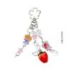 Lovely Strawberry Flower Keychain Pendant Backpack Decoration Charm Jewelry