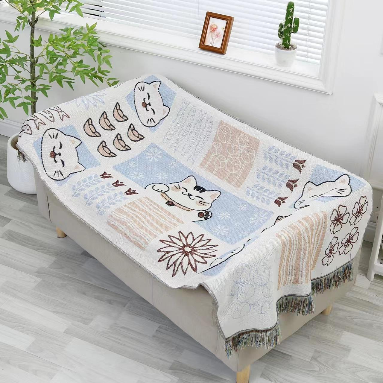 Ретро многофункциональное нитевое одеяло полотенце для дивана 90*180 жаккардовое марлевое — фото 6