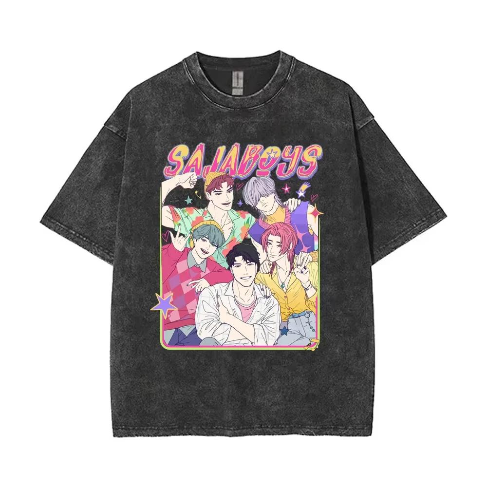 Washed Vintage Kpop Demon Hunters Cute Funny Derpy Tiger T-shirts Women Fashion Cartoon Trend T Shirt Oversized T-shirt