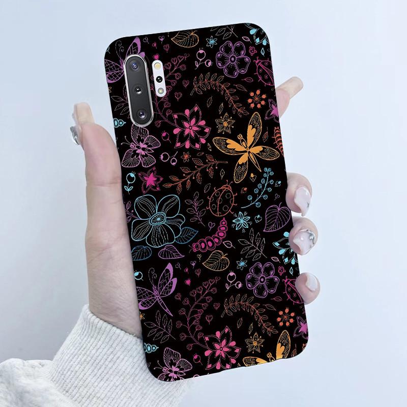 For Samsung Galaxy Note 10 Plus N970F N975F Phone Case Butterfly Flower Girl Design Soft Silicone TPU Back Housing Note10 Covers