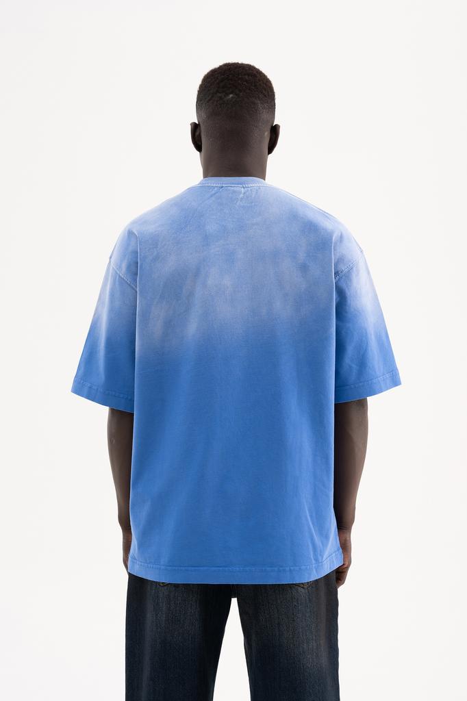 Machinist Men's Oversized T-shirt with a Gradient and Distressed Effect – Blue S