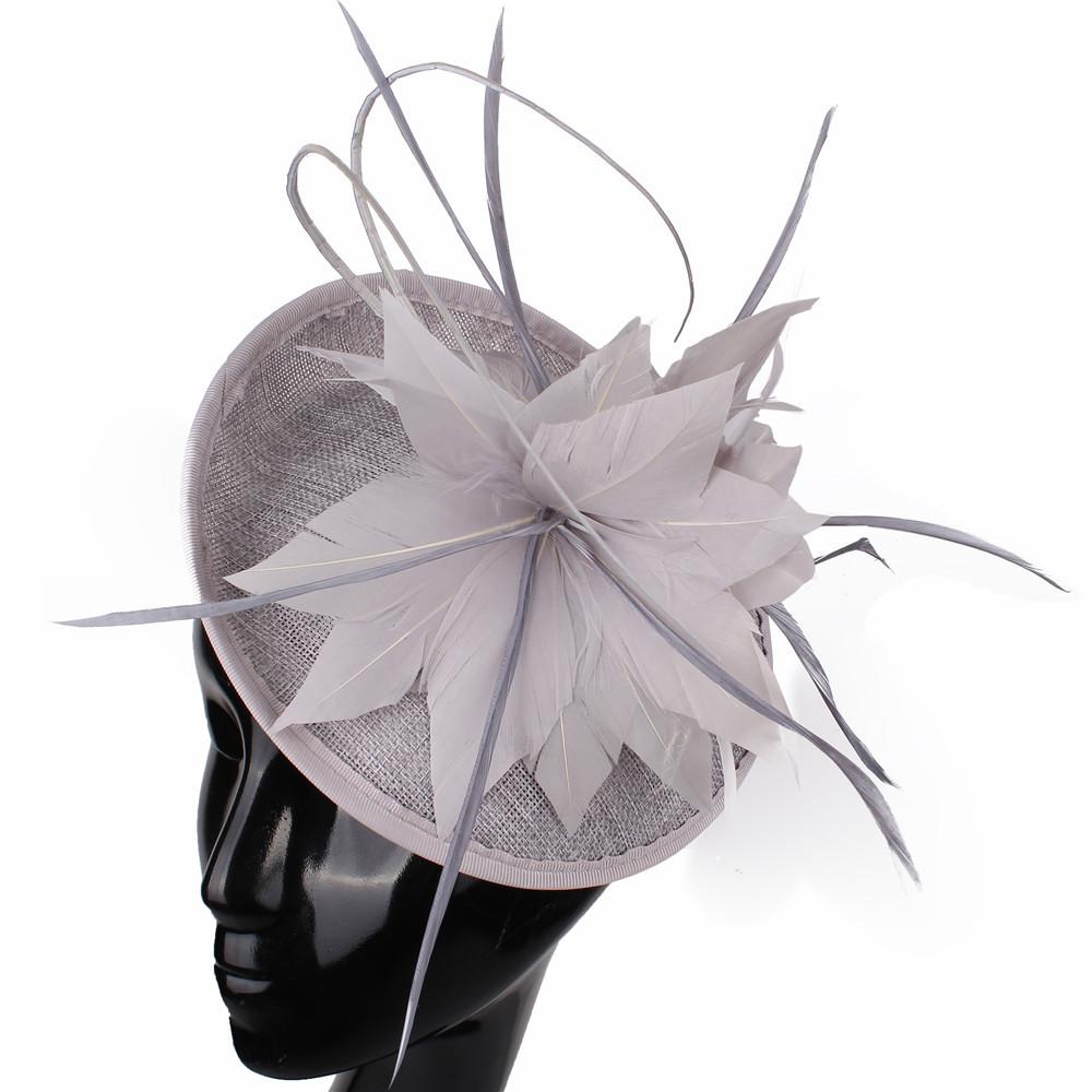 Royal Blue Boutique Banquet Mesh Top Hat Imitation Hemp Headgear Bridal Wedding Dress Mesh Feather