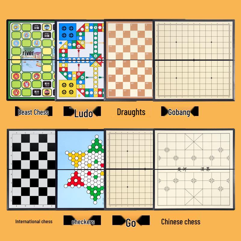 Magnetic Travel Games Set: Ludo, Gomoku, Land Battle Chess, Animal Chess, Checkers, Chinese Chess, International Chess, Military Chess