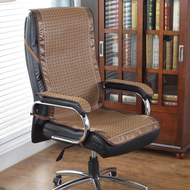 Summer Mat Seat Cushion and Backrest Integrated, Office Computer Chair Breathable Bamboo Seat Cushion Boss Backrest Cool Cushion