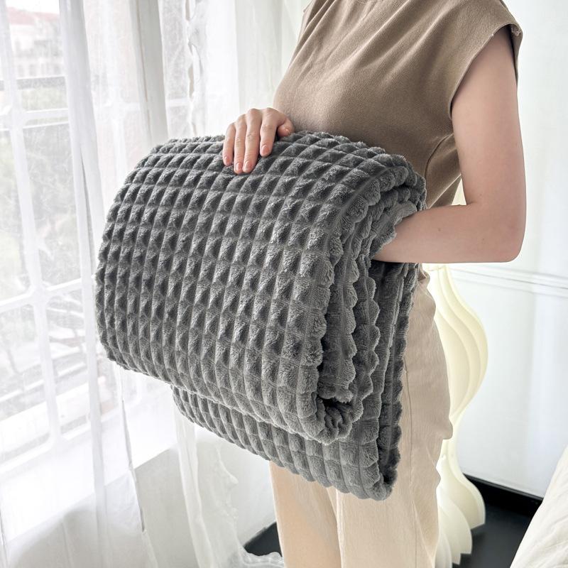 

Flannel Plaid Blanket Soft Cover Blanket Double Thickened Warm Office Nap Blanket Milk Velvet 100x150cm серый