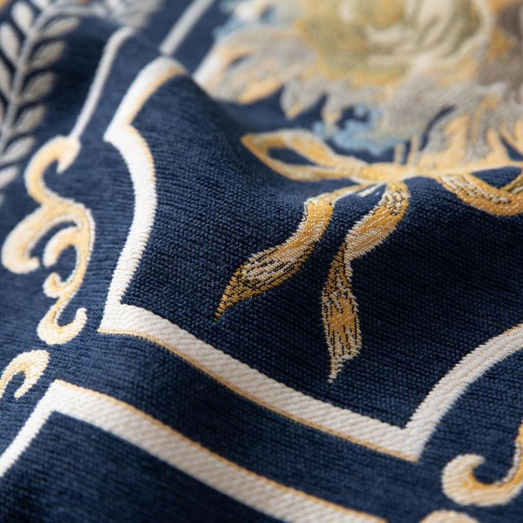 Embroidery Luxury Table Runner, Long Blue Dining Table Runner, Elegant Jacquard Dresser Scarf with Multi-Tassels for Dining Room Party Banquet Table
