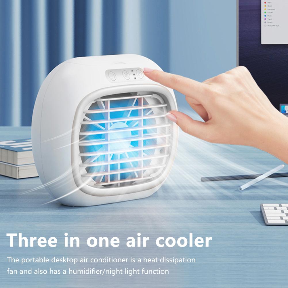 Air Conditioner Fan 3-speed Humidifier Air Cooler Night Light 80ml Water Tank