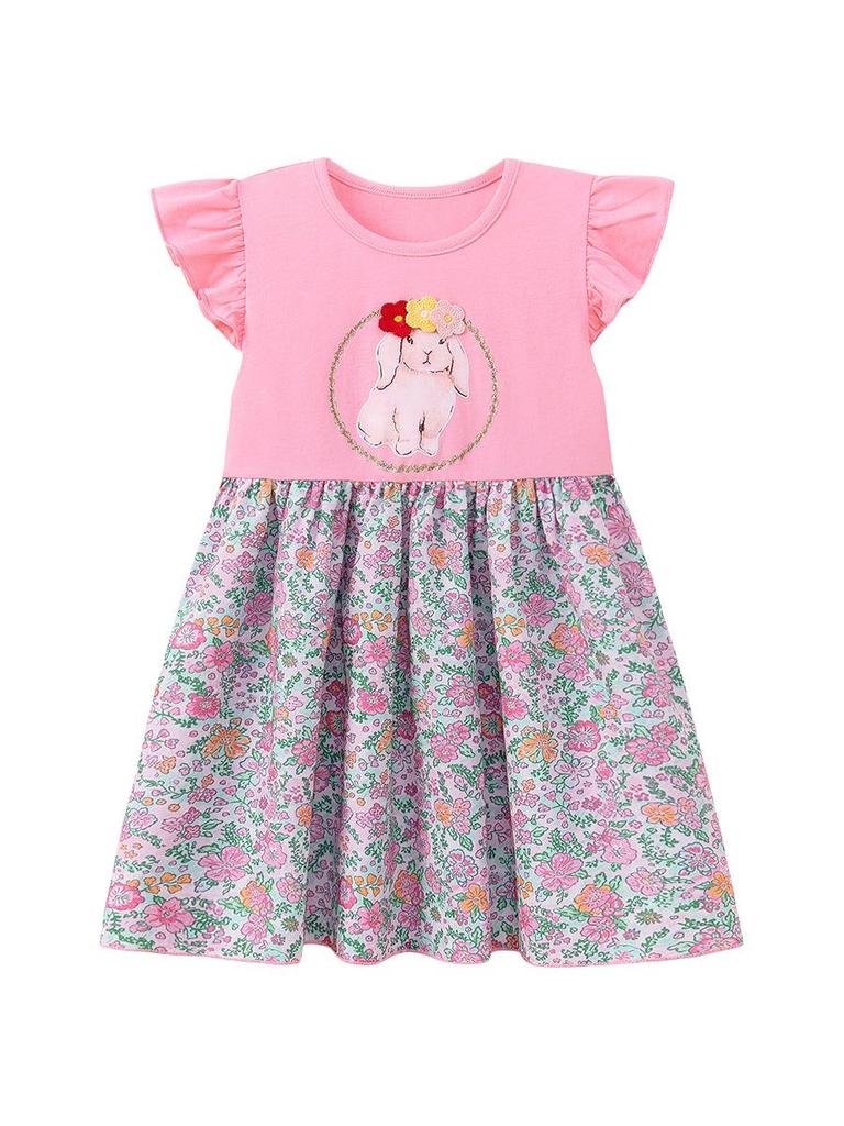 Little Maven Summer Floral Cartoon Dress - Short Sleeve, Breathable Children's Skirt