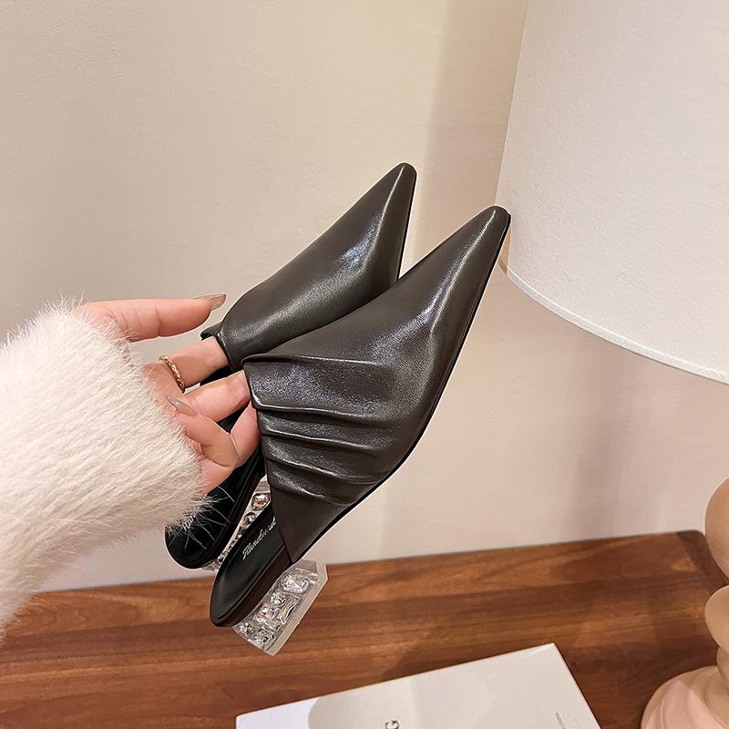 Fashion 2025 New Baotou Half Slippers Female Summer Wear Muller Shoes Sandals Woman Shoes High Heels Sexy Shoes for Women Sandals