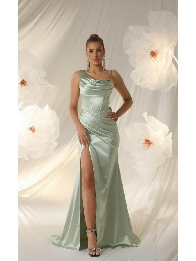 Elegant Women's One-Shoulder Spaghetti Strap Long Evening Gown