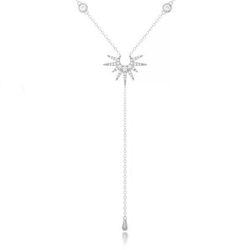 Elegant Beaded Necklace Y Shape Neck Jewelry Sun Pendant Necklace Alloy Texture Fashion Necklace for Fashion Ladies