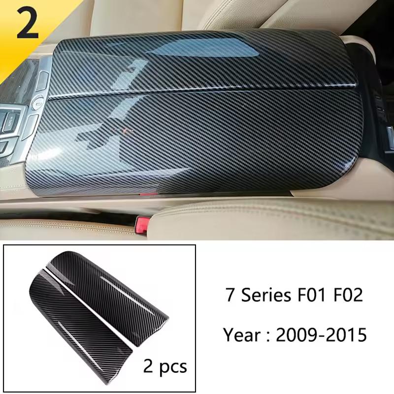 Carbon Fiber Car Center Console Lid Armrest Box Cover Trim Sticker For BMW 7 Series E65 E66 F01 F02 G11 Storage Box Accessories