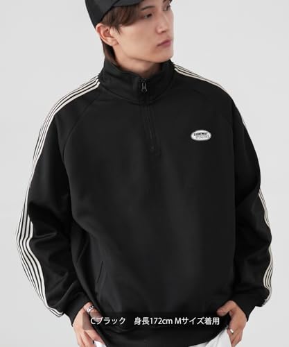 [IMPROVES] [SIDEWAYSTANCE] Embroidered One-Point Line Jersey Long Sleeve Half-Zip Jacket