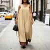 Női Nyári Ujjatlan Nyomott Szegélyű Alkalmi Hosszú Ünnepi Jumpsuit Overall
