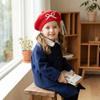 Soft Children Knitted Beret Warm Beanie Cap Stylish Bow Embroidery Painter Hat  Infant Toddler