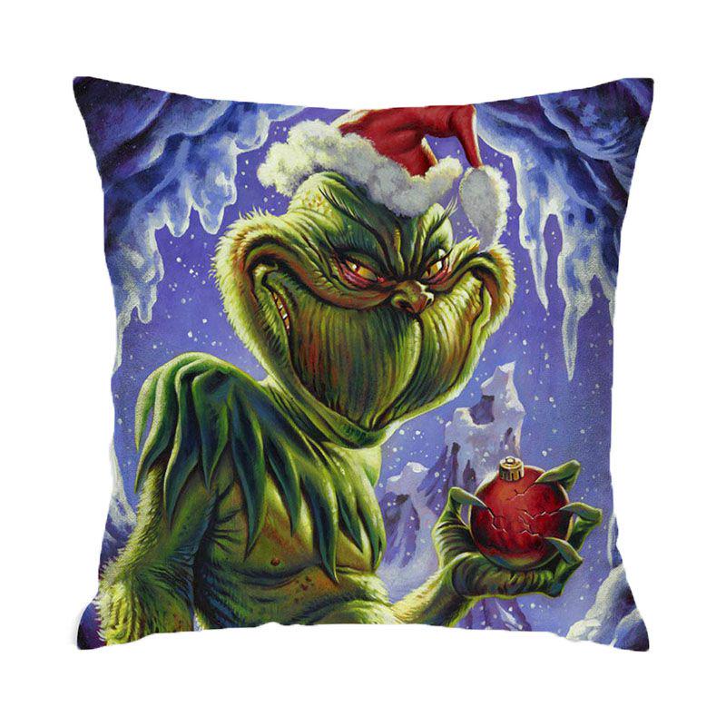 

Уютная Рождественская наволочка с 3D-печатью Гринча из супермягкой персиковой кожи для праздничного декора дивана Apple