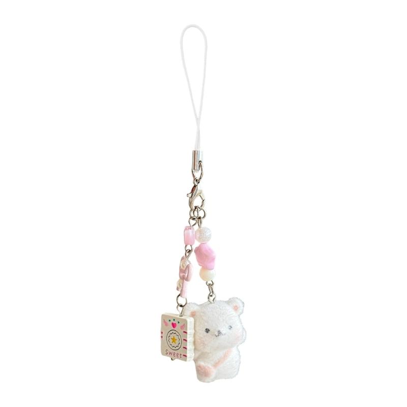 

Soft Plush Bear Keychain Cute Bag Charm Car Keyring Sturdy Flocking Material Perfect Gift For Kids And Adults