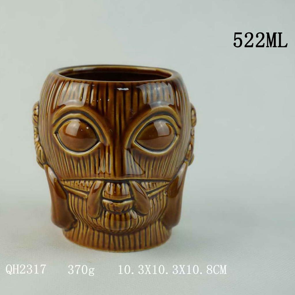 Hawaiian Ceramic Cup TIKI Creative Cocktail Cup Embossed Water Cup Tiki Cup Zombie Face