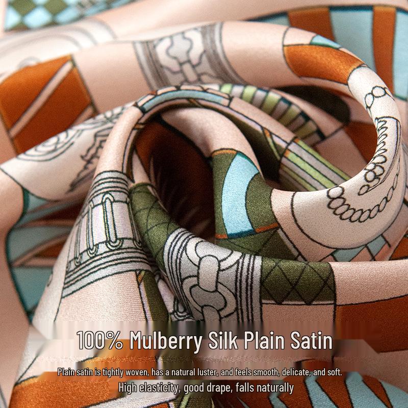 Emerald Green Mulberry Silk Scarf: Versatile Sunscreen & Sunshade with Badge Pattern