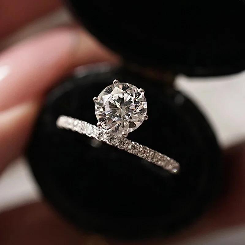 

Huitan Creative Design 6 Claw Cubic Zirconia Rings Women for Wedding Engagement Luxury Trendy Female Rings Party Zircon 8