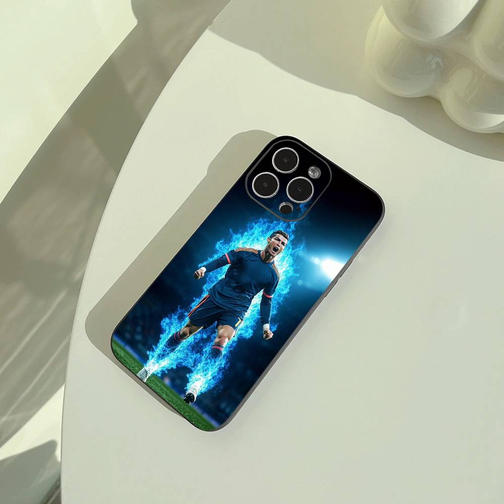 C-R-7 Ronaldo Phone Case For iPhone 17,16,15,14,13,12,11 Pro Max,16Plus,XS Lightweight and Practical Soft Black Cover