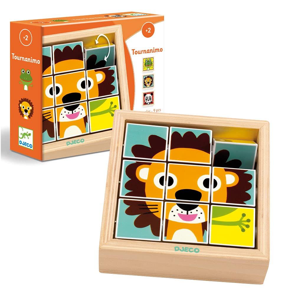 

DJECO Turna Animo Puzzle, Picture Matching Cube Puzzle, Educational Wooden Animal Montessori Toy for Ages 2 and 3, Boys and Girls, Toddlers, Baby