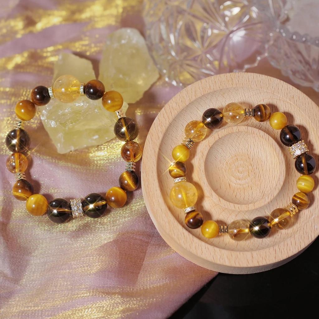 Jinba Da Comprehensive Natural Yellow Tower Crystal Golden Tiger Eye Stone Citrine Design Bracelet for Women Jewelry