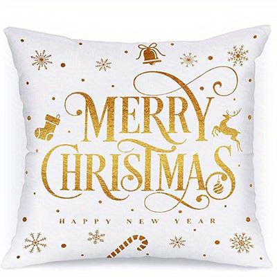 Short Plush Material Pillowcasehome Decor Golden Christmas-Themed Pillows With Festive Patterns Pattern Cushion Cover Suitable F