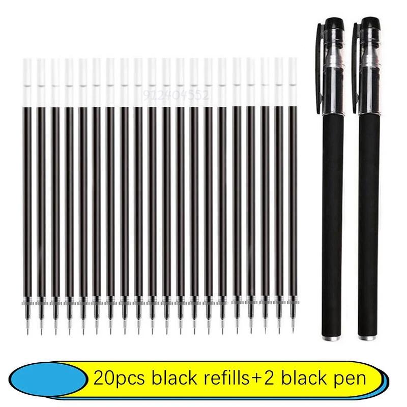 6-25Pc 05mm Gel Pen Kit Neutral Pen Black/Blue/Red Color Replacable Refill Smooth Writing School Stationery Supplies