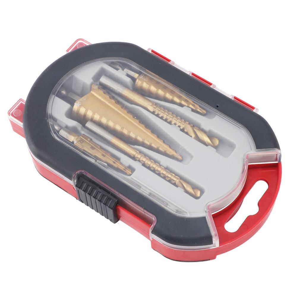 6pcs Hex Shank Step Drill Bit Set High Speed Steel Titanium Coated Bits Woodworking
