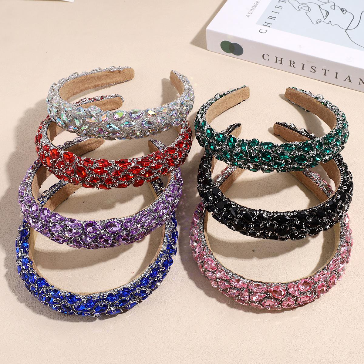 

New Baroque Rhinestone Headband Retro High Head Headband Hair Accessory Banquet белый