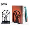 Office Desk Organizer 1 Pair Flower Metal Bookends, Decorative Vase Book Ends for Artistic Bookend Shelves, Black Holder Stopper Home Reading