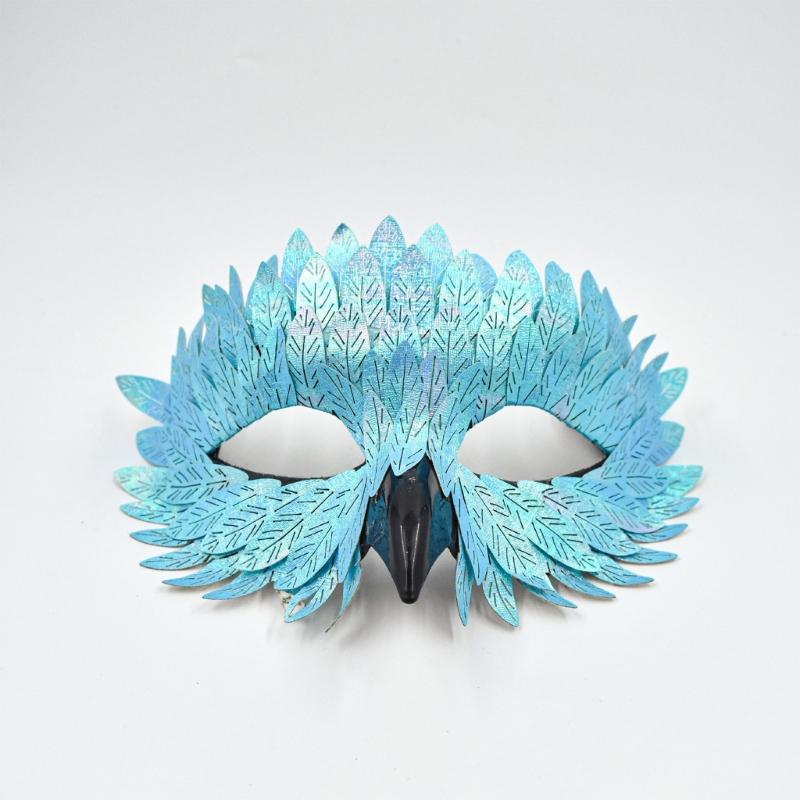 Maschera di Maschera Maschera d'Aquila Maschera Mezza Faccia Maschera per Role Playing Maschera da Festa Maschera con Becco d'Uccello e Piume Maschera per Costume di Halloween