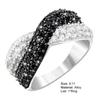 Yousheng Women Finger Ring Double Colors Shiny Rhinestone Inlaid Cross Shape Electroplated Lady Circlet Daily Jewelry