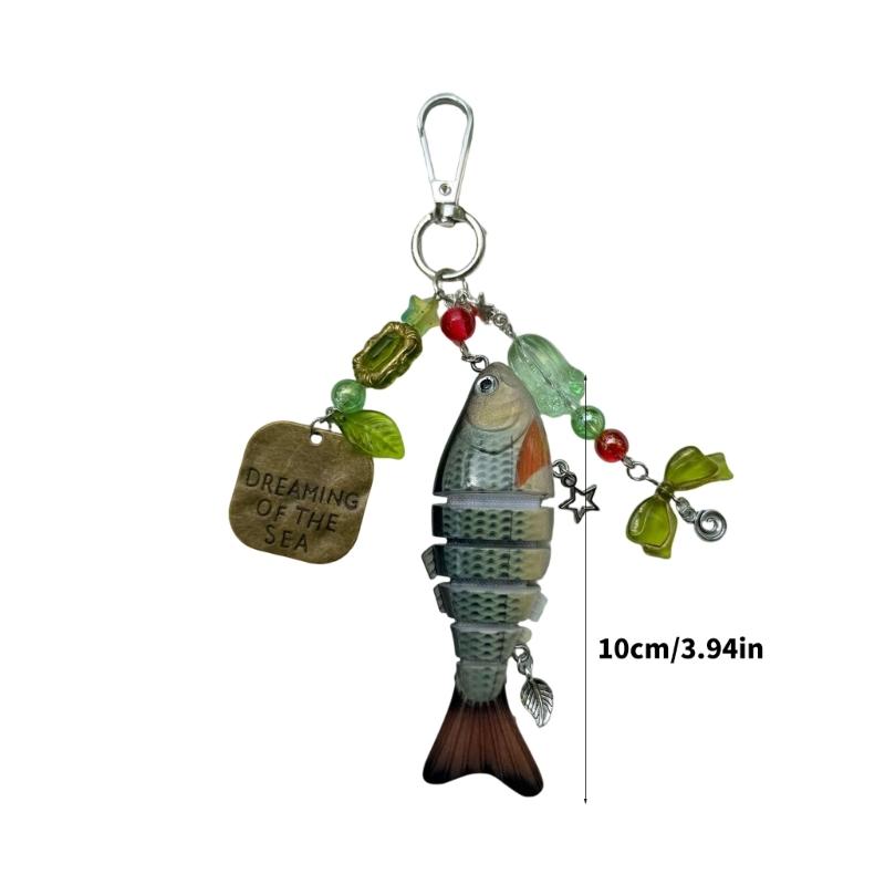 Innovative Fishing Baits Inspired Keychain with Dynamic Structure Sea Star and Beads Key Holder Everyday Accessory