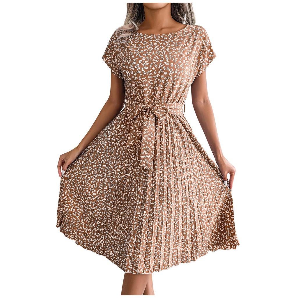 Fashion Women's Summer Round Neck Casual Fashion Printed Pullover Dress