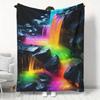 Dreamy Colorful Waterfall Flannel Blanket, Thickened Warm Throw Blanket for Bedroom Living Room, Cozy Nap Blanket for Office Air-Conditioned Room, Sof