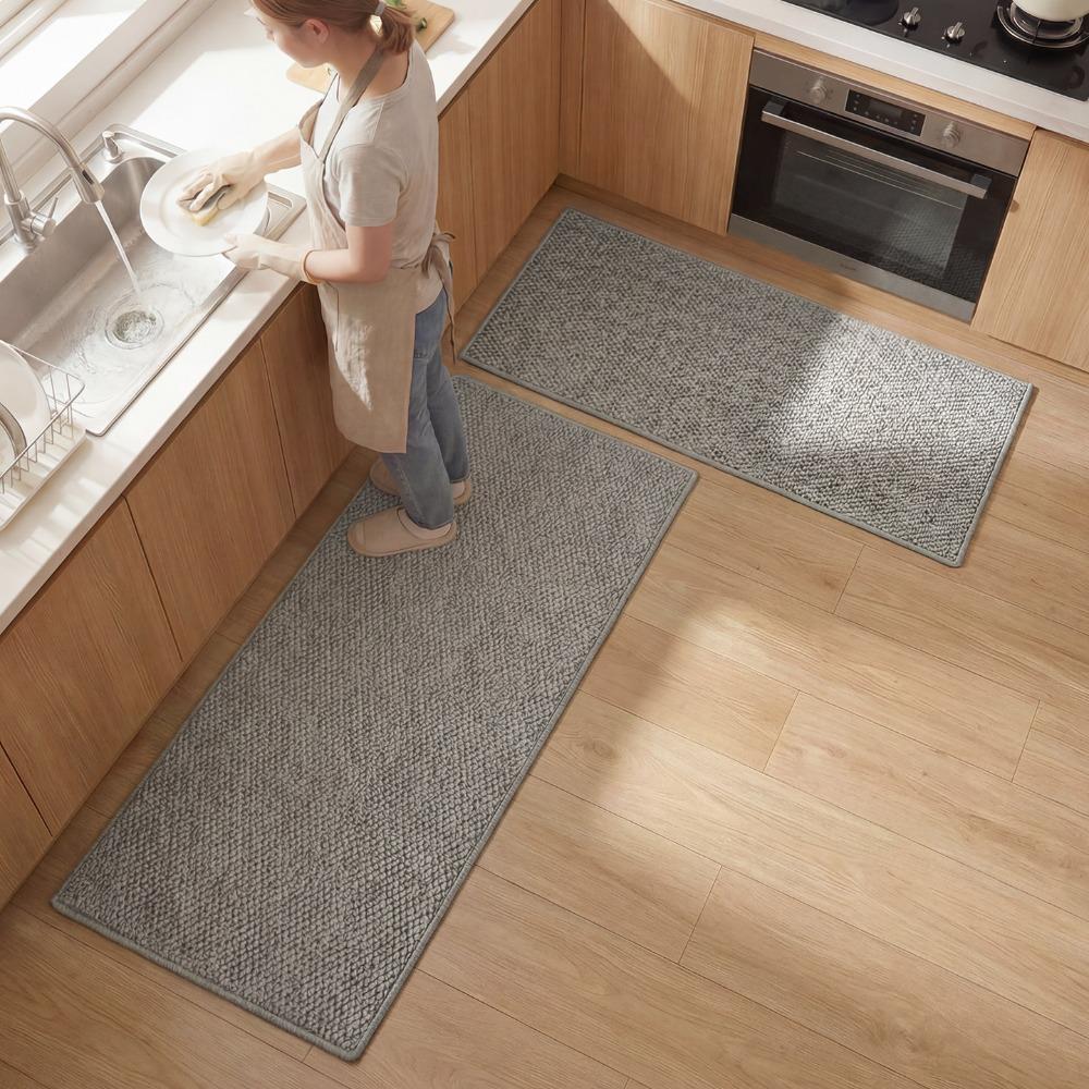 Non-slip Imitation Sisal Rug Wear Resistant No Shedding Machine Washable Woven Floor Mat For Kitchen Cuttable Hallway Balcony