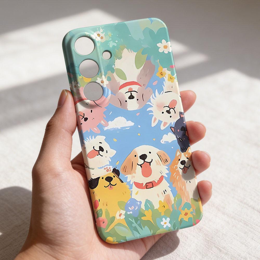 Cartoon Dog Pattern Glossy Film Hard PC Phone Case for Google Pixel 7 7a 8 8a 9 9a Pro XL 5G