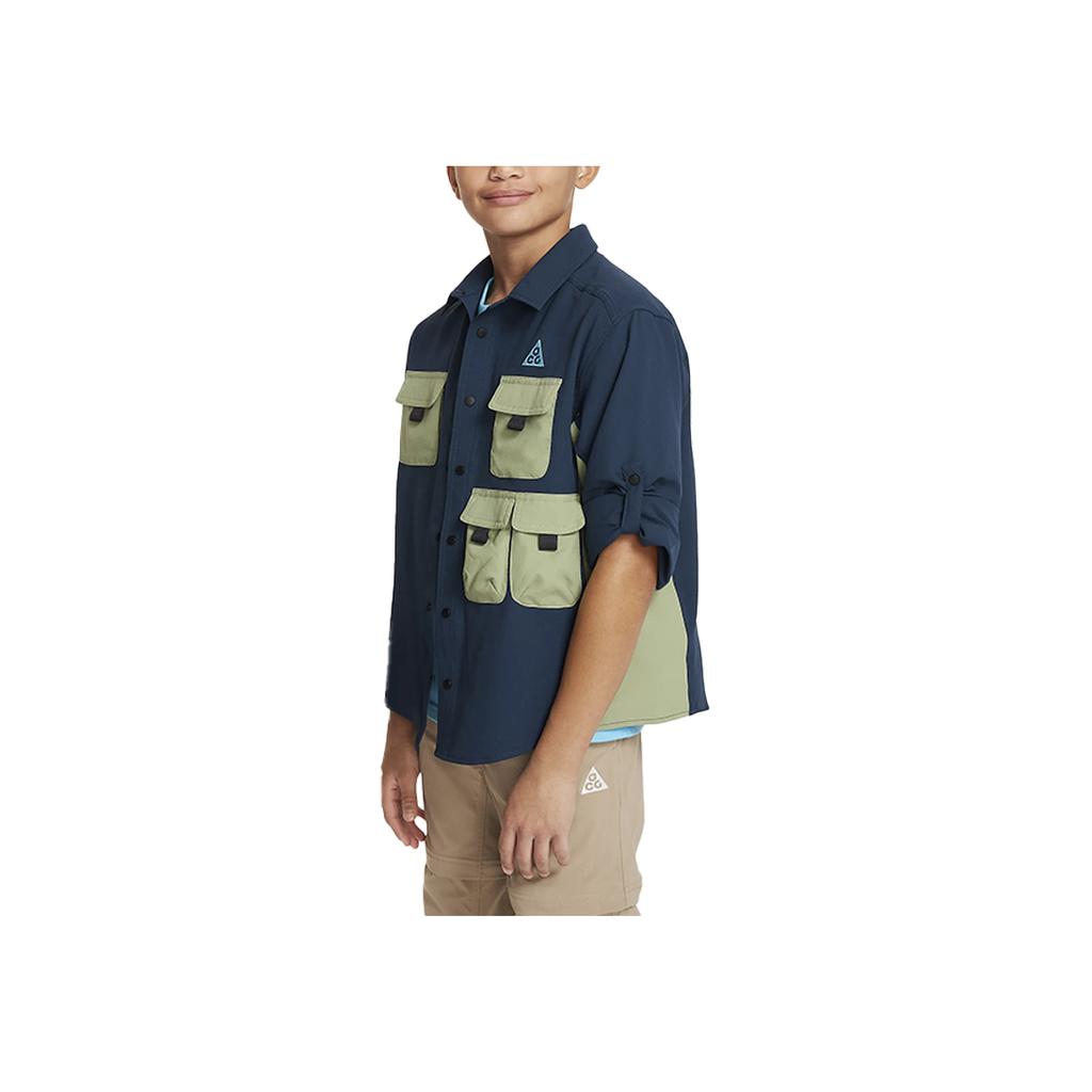 Nike ACG Devastation Trail Jacket UV Protection Dry Comfortable Kids Jacket Navy Olive-Green Black FN9220-478