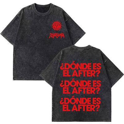 Rawayana Donde Es El After Album Print Tshirt Men Women Fashion Tshirts Shortsleeved Cotton Hip Hop Vintage Washed T Shirts