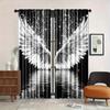 2pcs Elegant Black Curtains with Angel Wings and Stars Design – Perfect for Living Room Study and Office