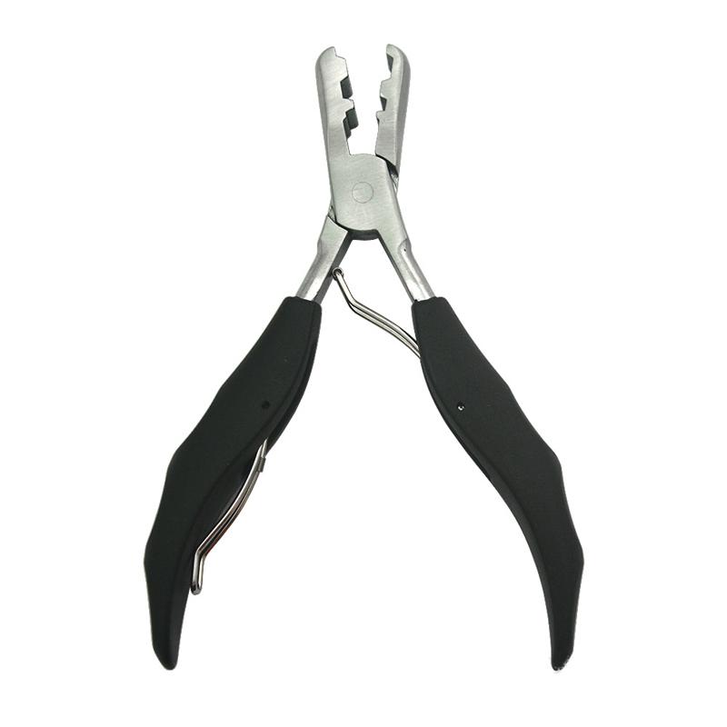 5.7 Inch 2 In 1 Black Handle Plier with Flat Grooves 3mm and 5mm Grooves Pre-Bonded Hair Extension Clamp