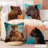 Cool Leopard Cushion Cover Natural Linen Organic Fabric DoubleSided Printing Couch Pillow Covers Home Decor