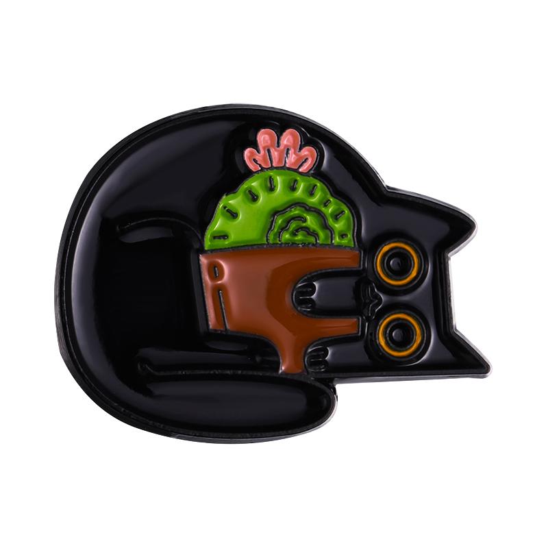 Katzen in Pflanzen Emaille-Pins Benutzerdefiniert Floral Kätzchen Versteckspiel Broschen Reversabzeichen Lustiger Tierschmuck Geschenk für Kinder Freunde