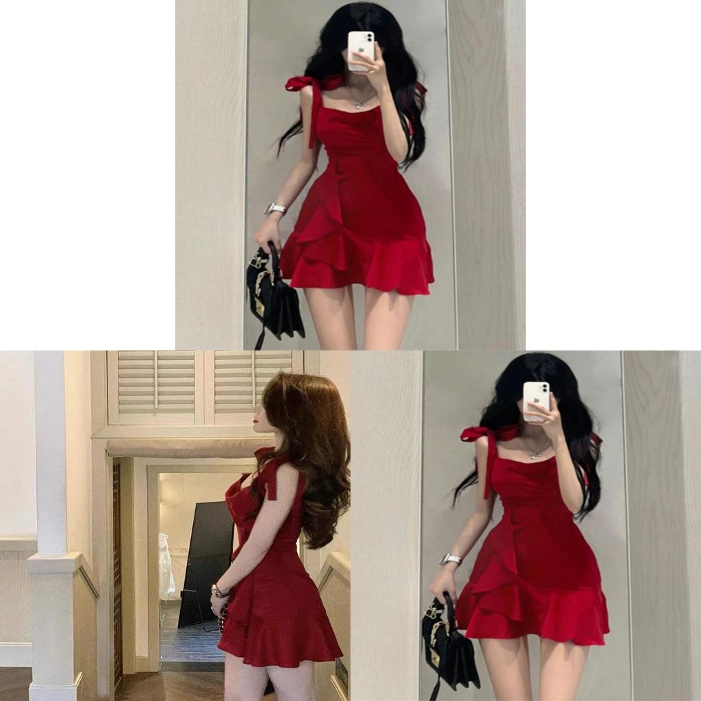 Polyester Spaghetti Strap Dress With Slim Fit Design For Summer Casual Wear