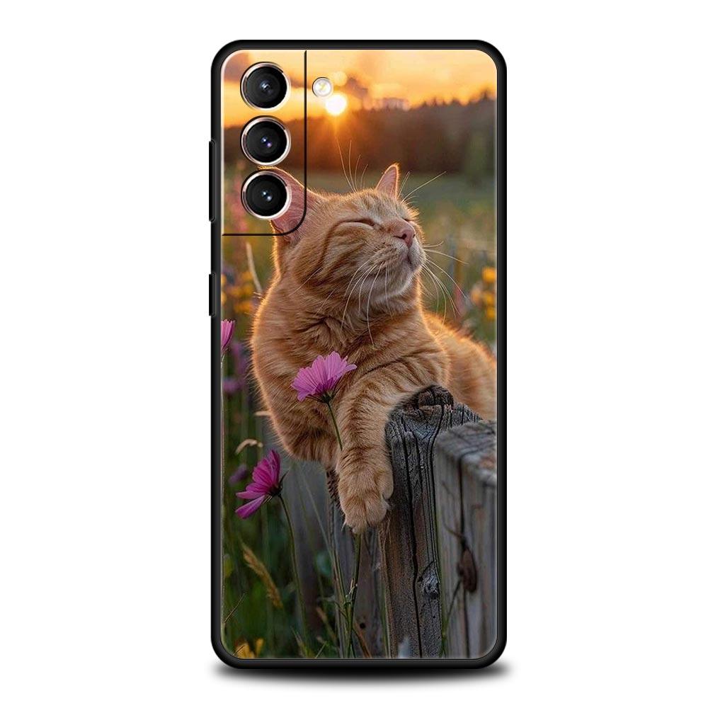 Simple Lavender Purple Flowers Phone Case For Samsung Galaxy S24 S23 S22 S20 Ultra S21 FE 5G S10 S9 Plus S10E S8 Soft Cover