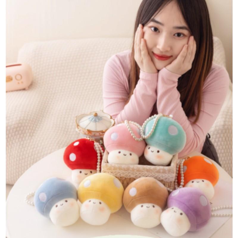 Shiitake Mushroom Plush Toys Cute Simulation Food Stuffed Dolls Keychain Pendant