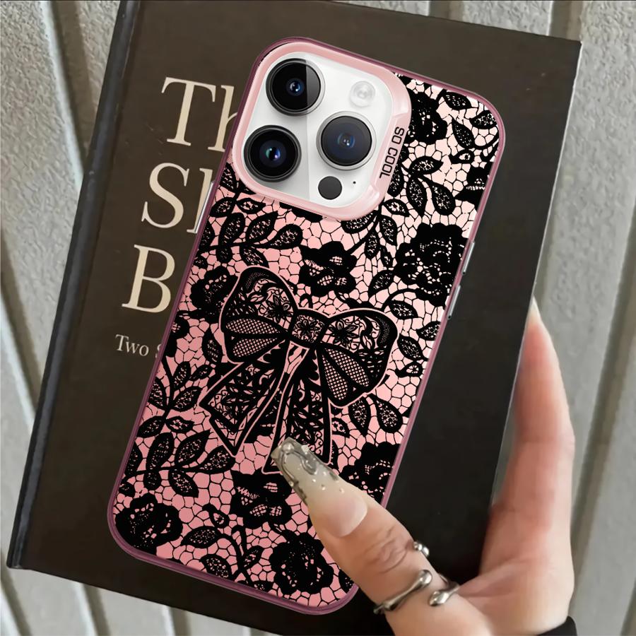 Fashion Black Lace Case for iPhone 17 Pro Max 13 Pro Air XR 12 XS 16 15 Plus 14 11 Back Phone Cover